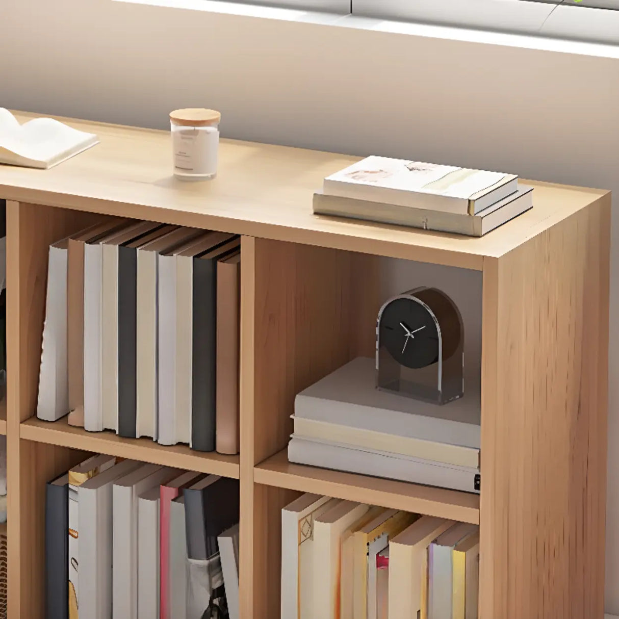 Simple Cube Wide Storage Unit Short Bookcase White Image - 6