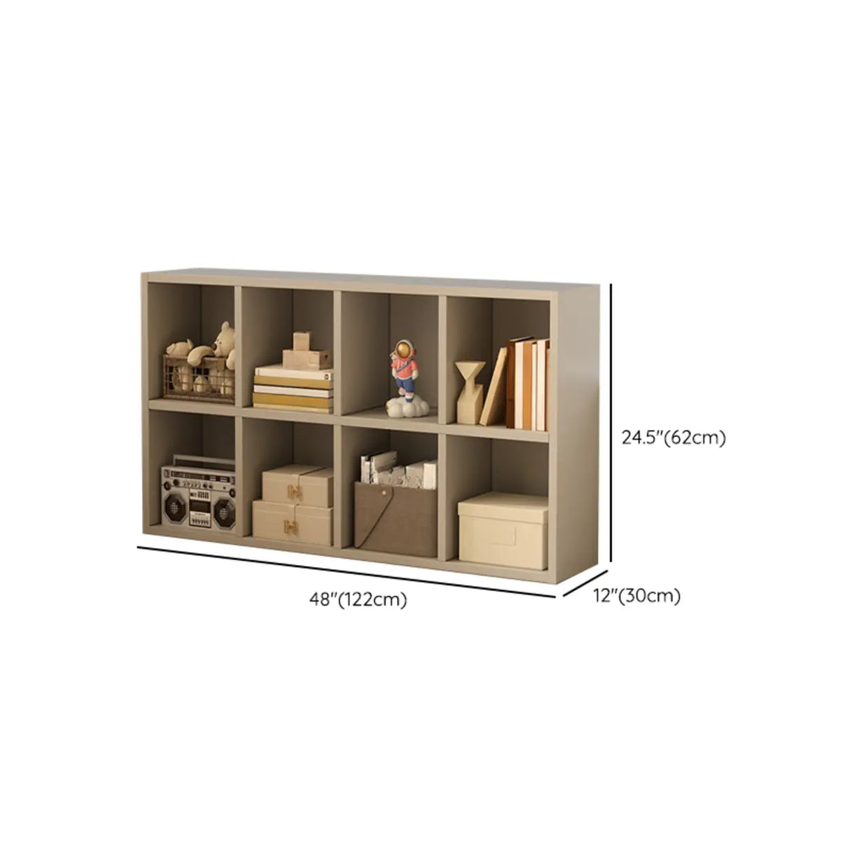 Simple Cube Wide Storage Unit Short Bookcase White Image - 47