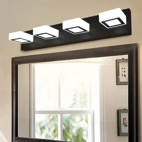 Simple Cubic Design Black Square LED Vanity Light Image - 1