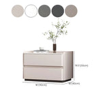 Simple Curved Wood Faux Leather Cream Storage Nightstand #size