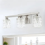 Simple Cylinder Glass Brushed Nickel Wall Vanity Light Image - 10