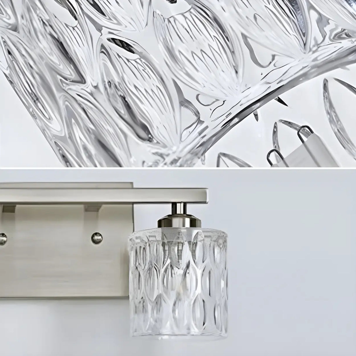 Simple Cylinder Glass Brushed Nickel Wall Vanity Light Image - 5