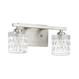 Simple Cylinder Glass Brushed Nickel Wall Vanity Light Image - 7