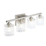 Simple Cylinder Glass Brushed Nickel Wall Vanity Light Image - 9