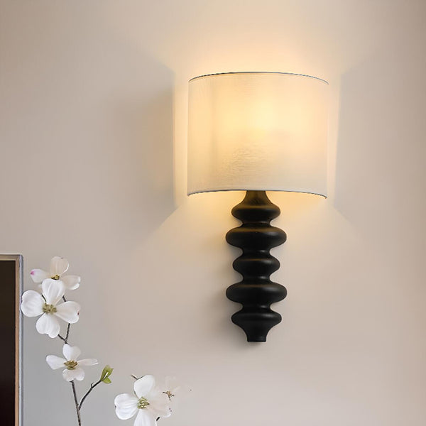 Simple White Fabric Cylinder Wall Sconce