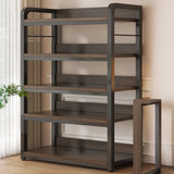 Simple Dark Finish Steel Open Back Vertical Bookshelf Image - 15