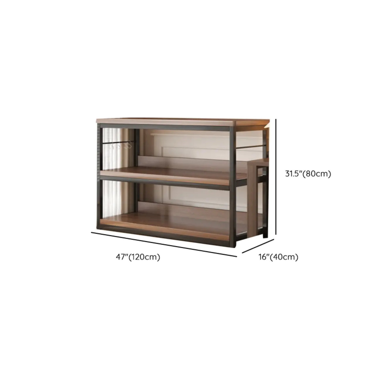 Simple Dark Finish Steel Open Back Vertical Bookshelf 