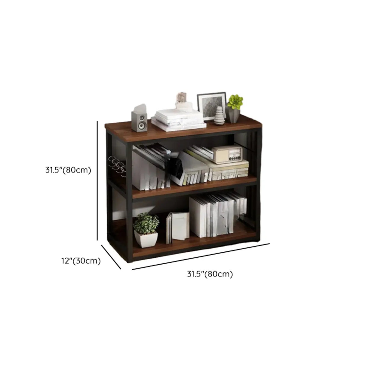 Simple Dark Finish Steel Open Back Vertical Bookshelf Image - 30