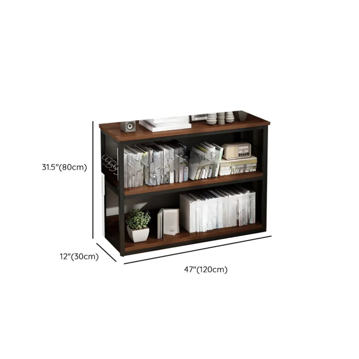 Simple Dark Finish Steel Open Back Vertical Bookshelf Image - 31