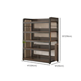 Simple Dark Finish Steel Open Back Vertical Bookshelf Image - 37