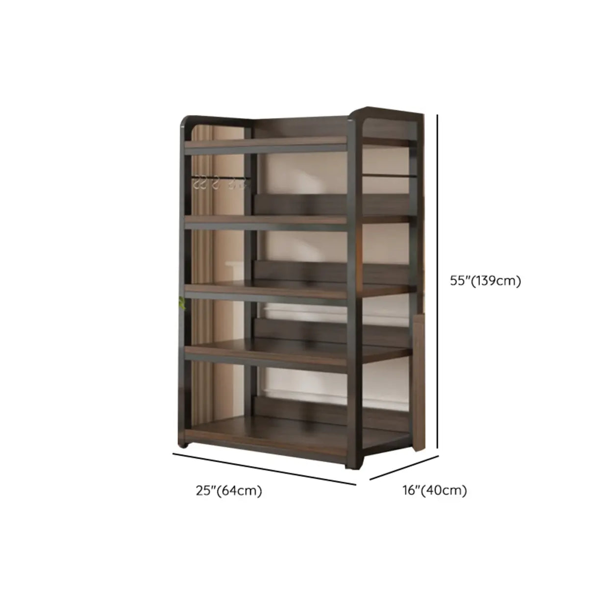 Simple Dark Finish Steel Open Back Vertical Bookshelf Image - 39