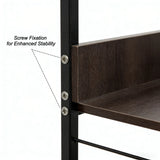Simple Dark Finish Steel Open Back Vertical Bookshelf Image - 49