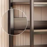 Simple Dark Finish Steel Open Back Vertical Bookshelf Image - 7
