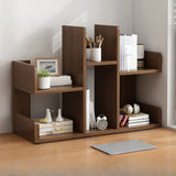 Simple Desktop Wood Open Shelves Zigzag Bookcase Brown Image - 22