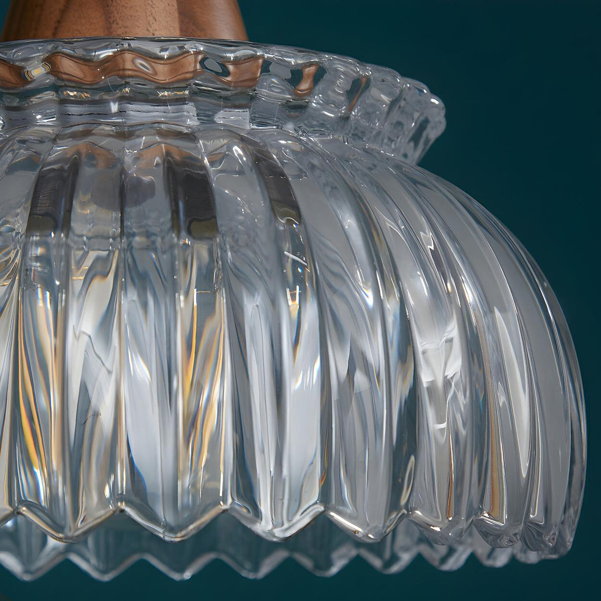 Simple Double Fluted Glass Dome Island Pendant Light Image - 10