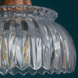 Simple Double Fluted Glass Dome Island Pendant Light Image - 10