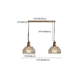 Simple Double Fluted Glass Dome Island Pendant Light #size