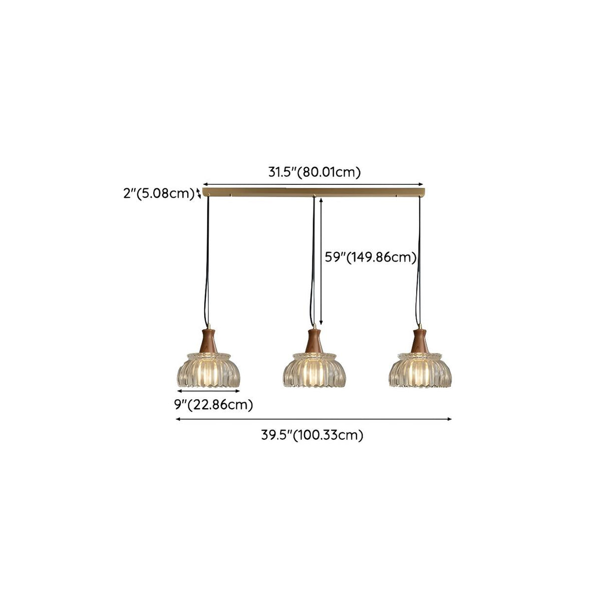 Simple Double Fluted Glass Dome Island Pendant Light Image - 12
