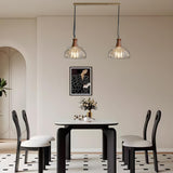 Simple Double Fluted Glass Dome Island Pendant Light Image - 5