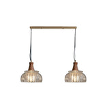Simple Double Fluted Glass Dome Island Pendant Light Image - 7