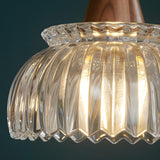 Simple Double Fluted Glass Dome Island Pendant Light Image - 9
