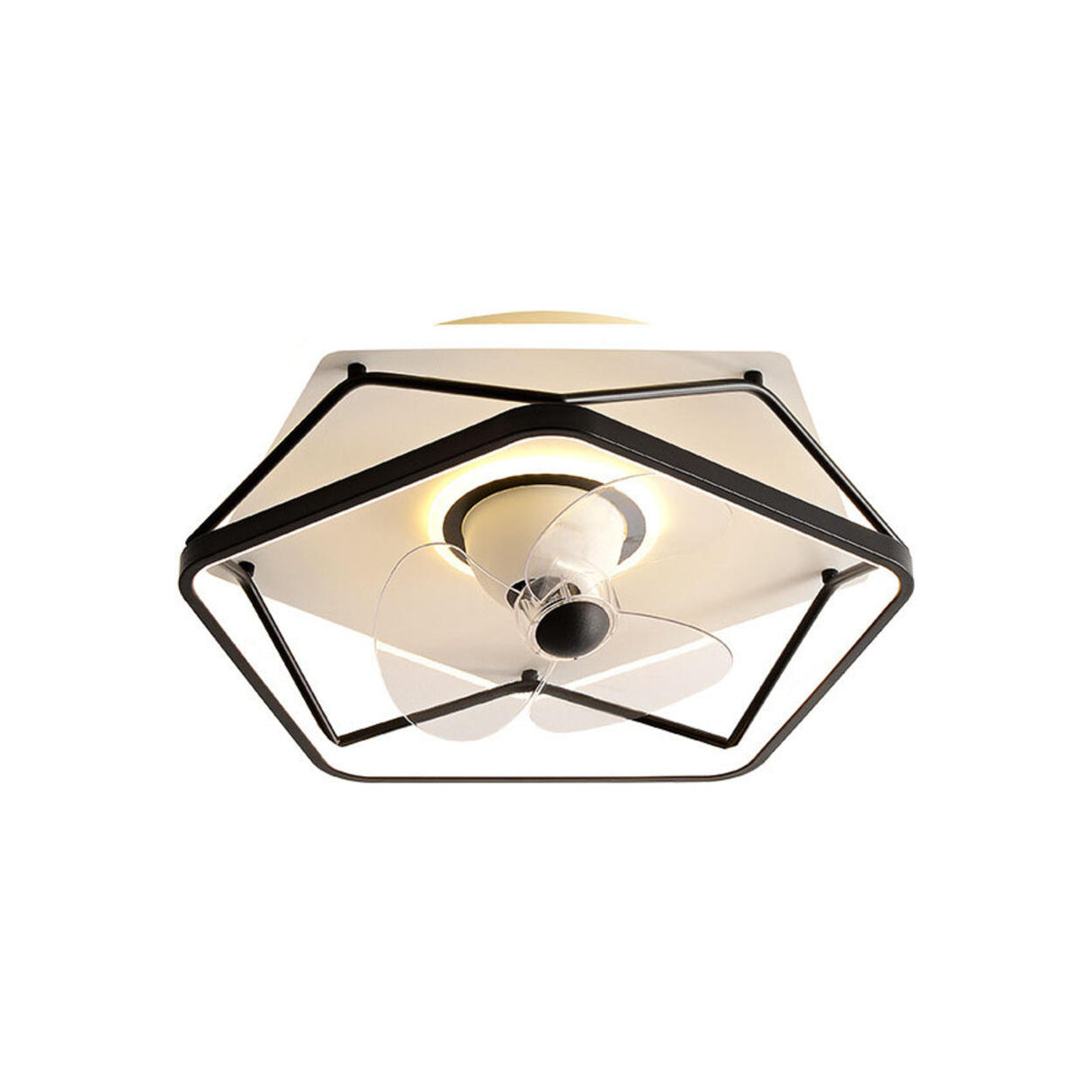 Simple Elegant 3 Blade Geometric LED Ceiling Fan Light Image - 5