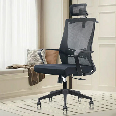 Simple Ergonomic Mesh Black Adjustable Office Chair Image - 1