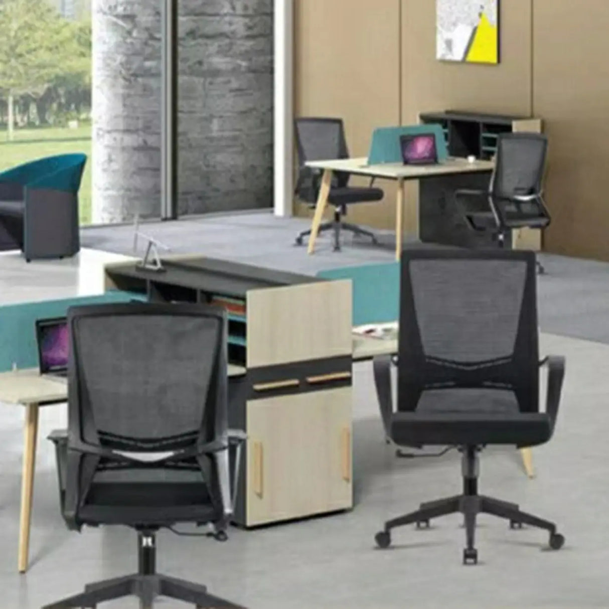 Simple Ergonomic Mesh Black Adjustable Office Chair Image - 5