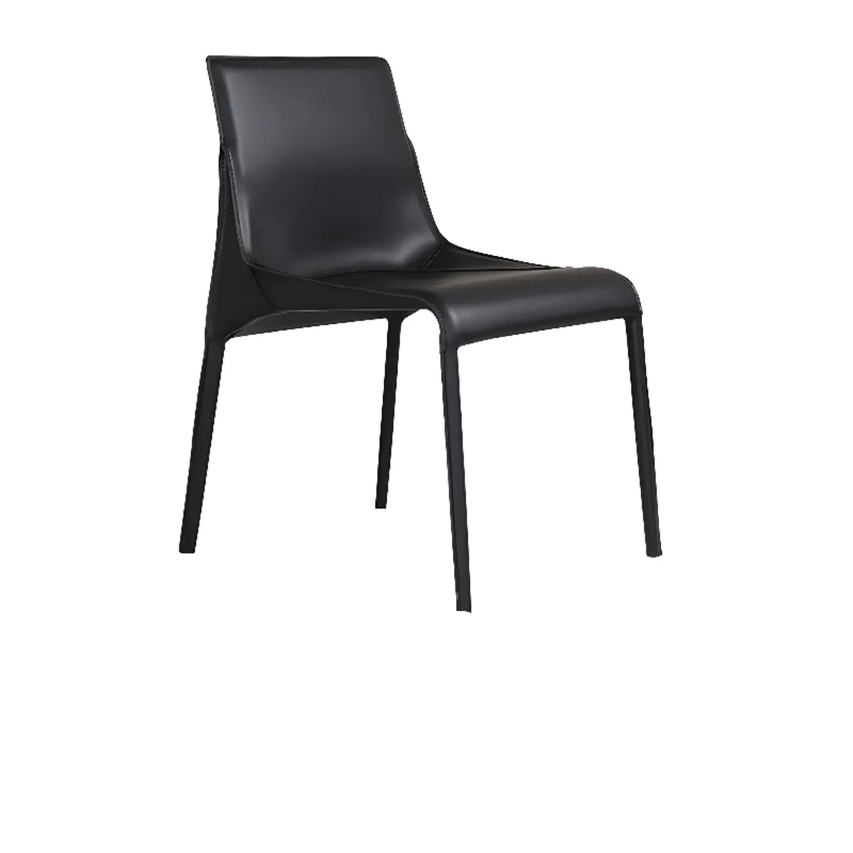 Simple Faux Leather Low Back Armless Dining Chairs Image - 12