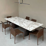 Simple Faux Leather Low Back Armless Dining Chairs Image - 3
