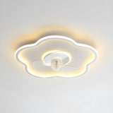 Simple Flower Flush Bedroom Ceiling Fan With Light Image - 13