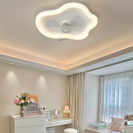 Simple Flush 3 Blade White Cloud Ceiling Fan with Light Image - 1