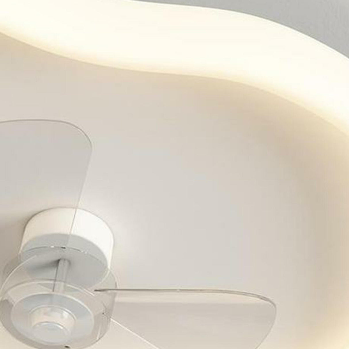 Simple Flush 3 Blade White Cloud Ceiling Fan with Light Image - 6