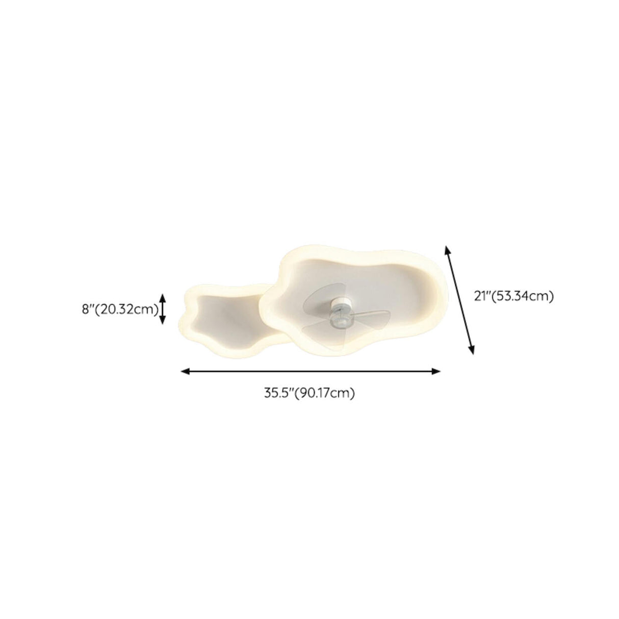 Simple Flush 3 Blade White Cloud Ceiling Fan with Light Image - 9