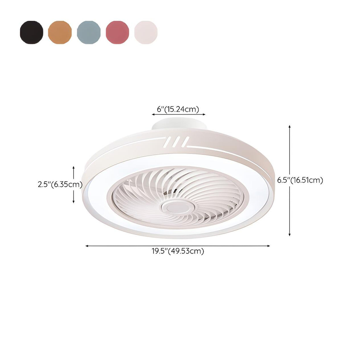 Simple Flush Mount Bladeless Ceiling Fan with Light 