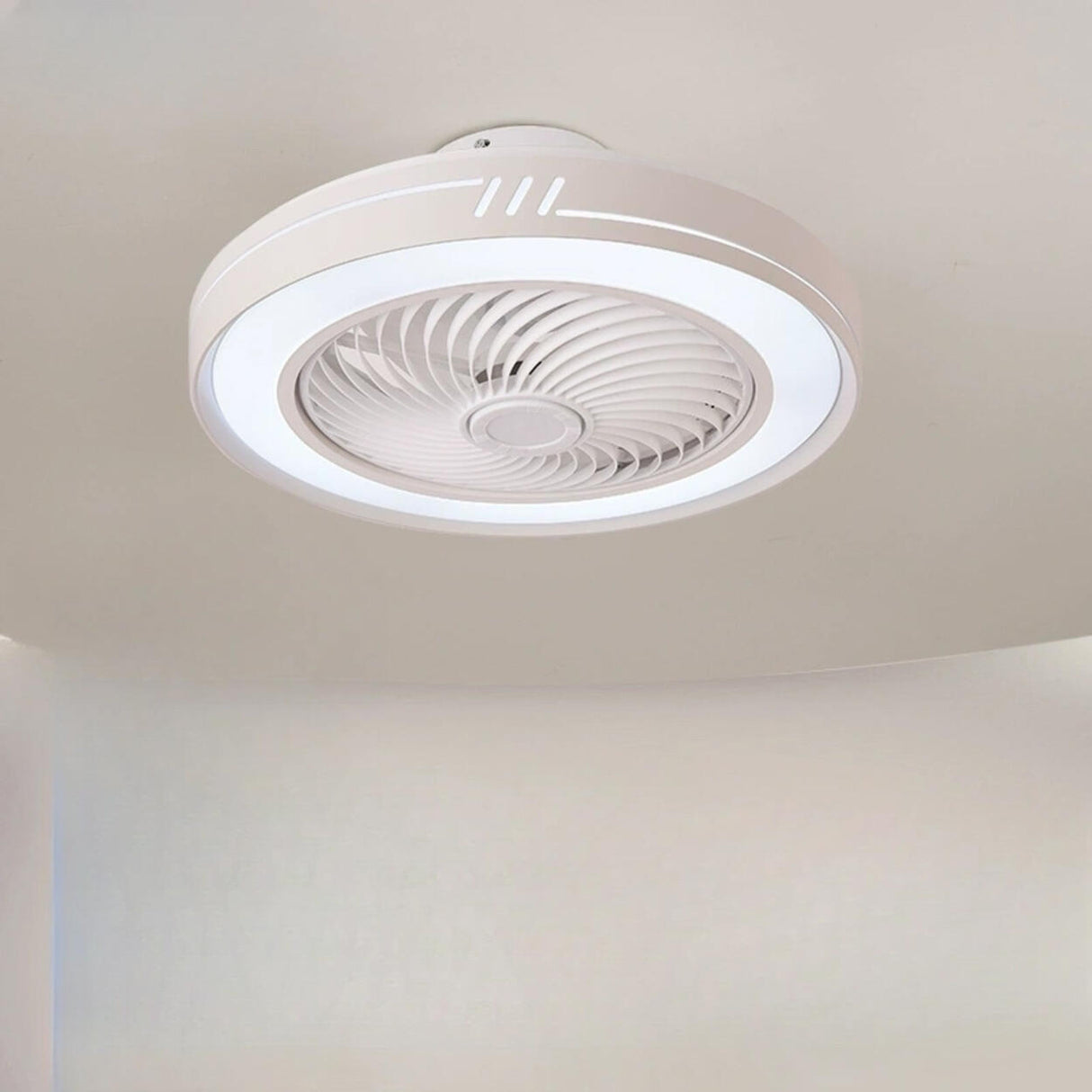 Simple Flush Mount Bladeless Ceiling Fan with Light Image - 5