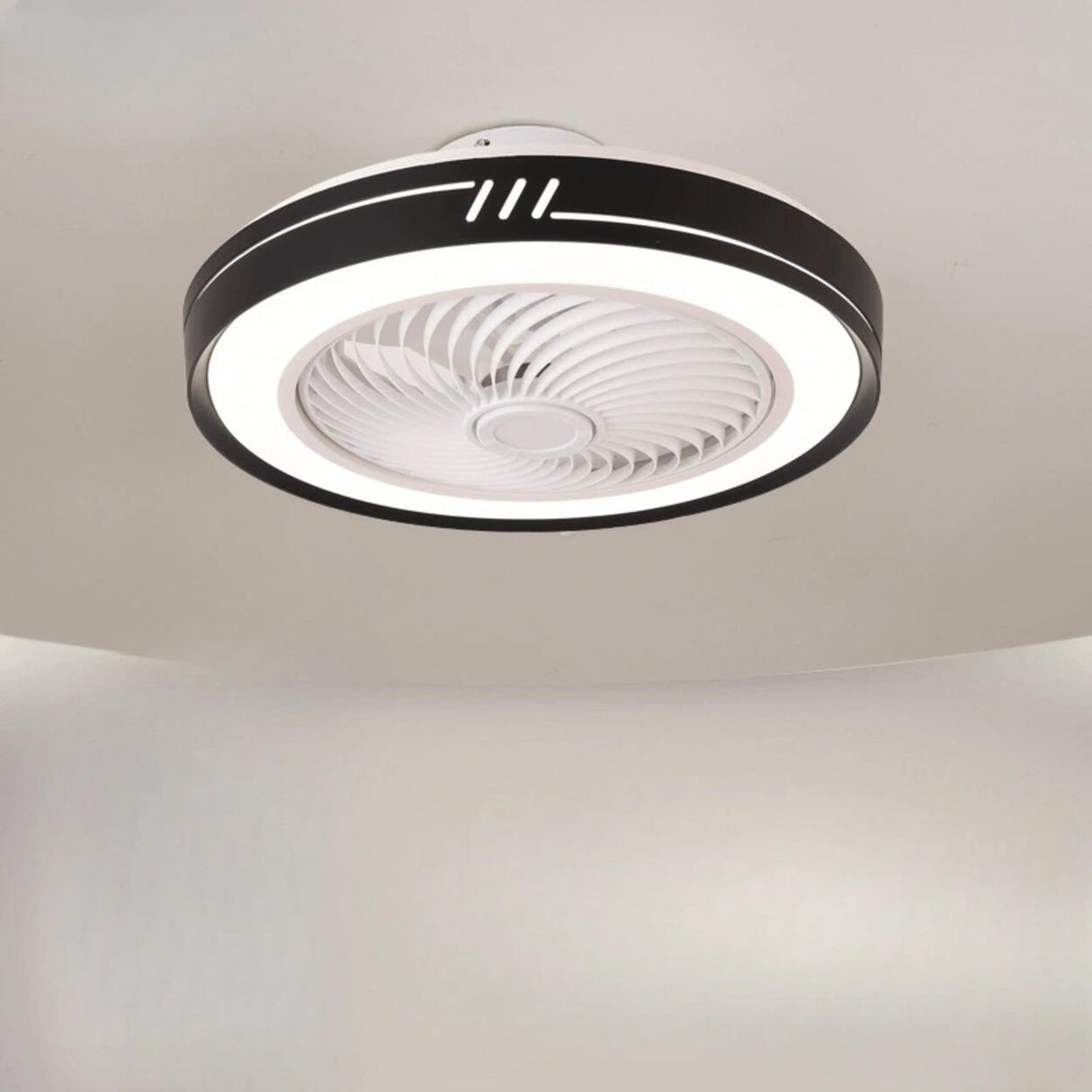 Simple Flush Mount Bladeless Ceiling Fan with Light Image - 8