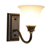 Simple Frosted Bell Glass Bronze Vanity Sconce Light Image - 8