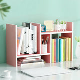 Simple Geometric Black Wood Desk Organizer Bookshelf Image - 7