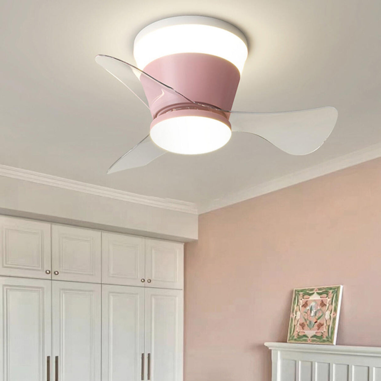 Simple Geometric Cone Clear Blade LED Ceiling Fan Light Image - 1