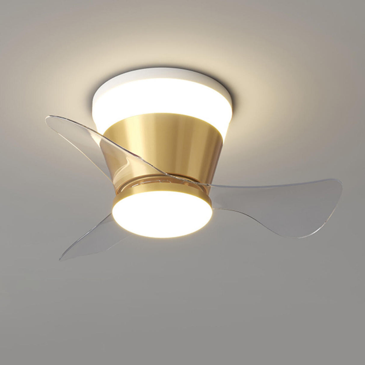 Simple Geometric Cone Clear Blade LED Ceiling Fan Light Image - 10