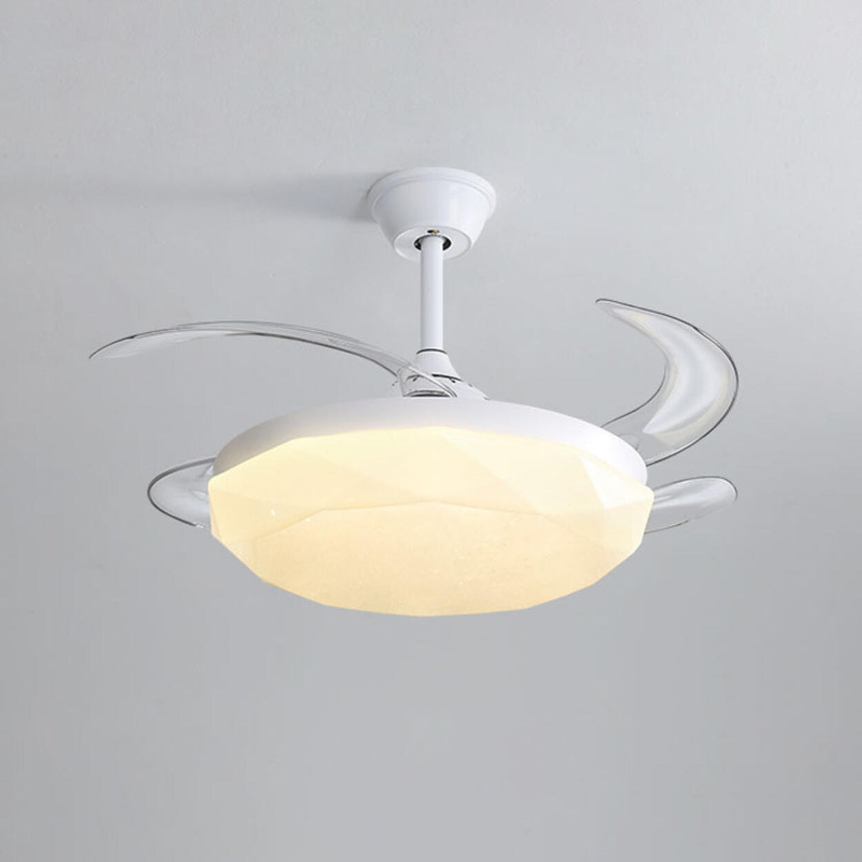 Simple Geometric Cone Clear Blade LED Ceiling Fan Light Image - 12