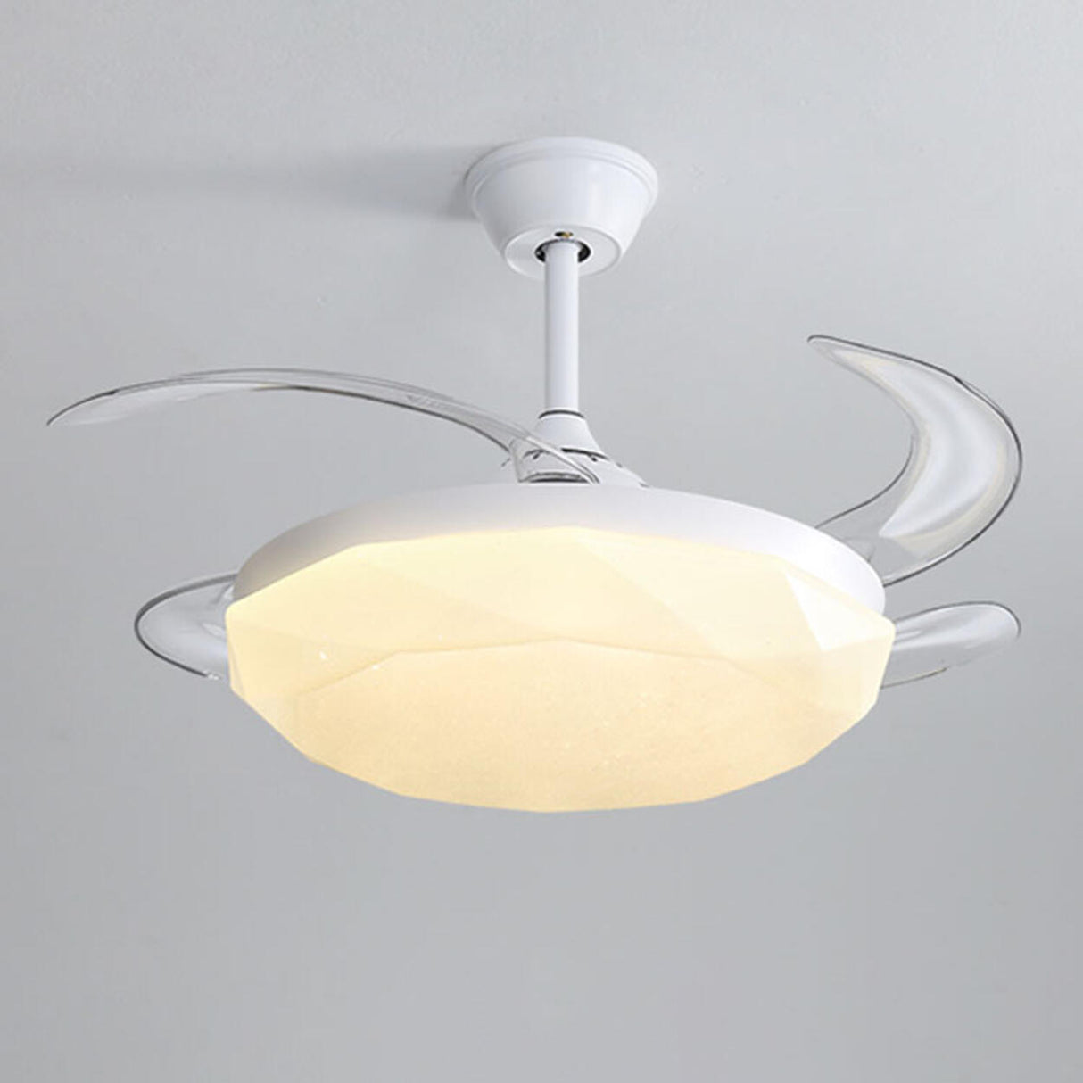Simple Geometric Cone Clear Blade LED Ceiling Fan Light Image - 14
