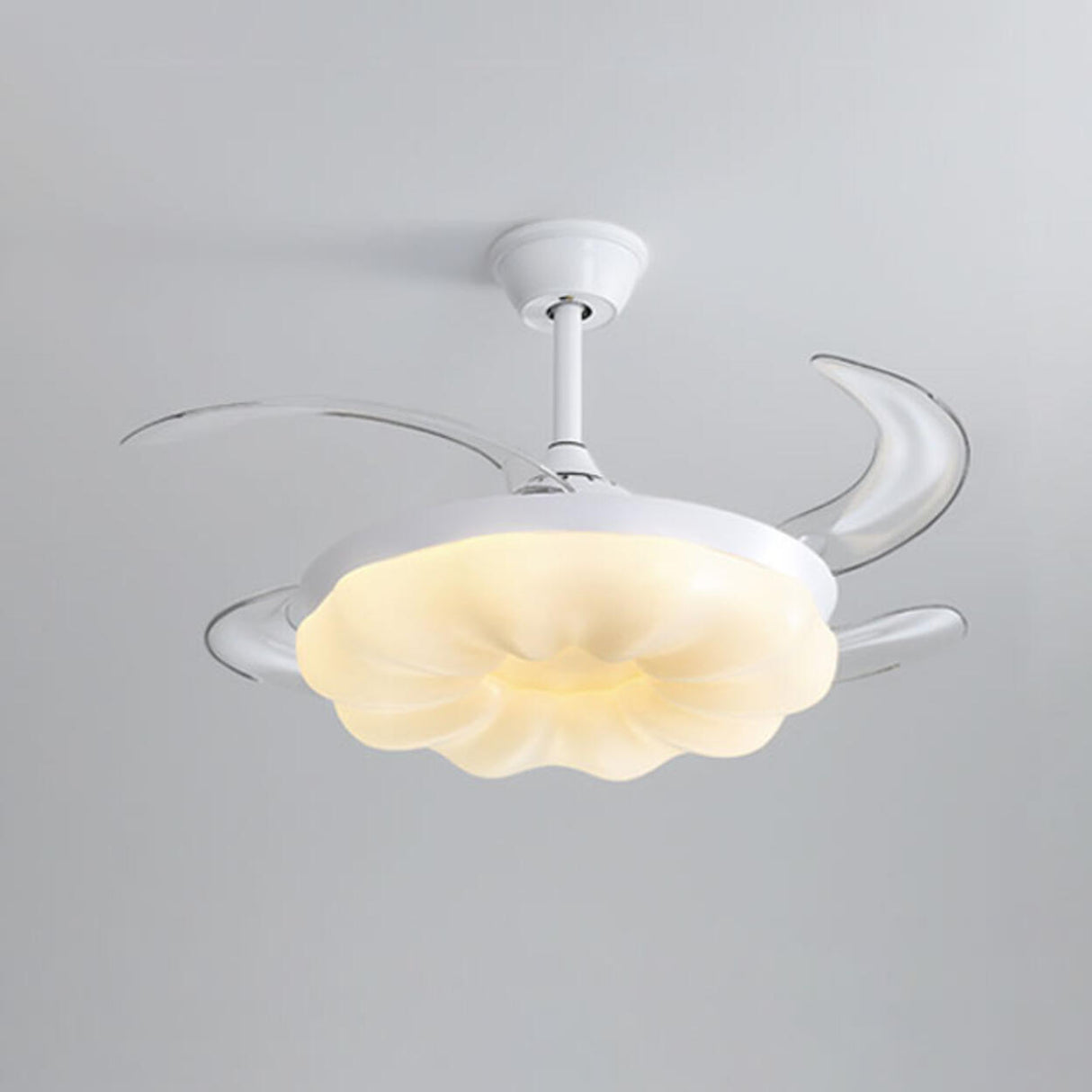 Simple Geometric Cone Clear Blade LED Ceiling Fan Light Image - 16