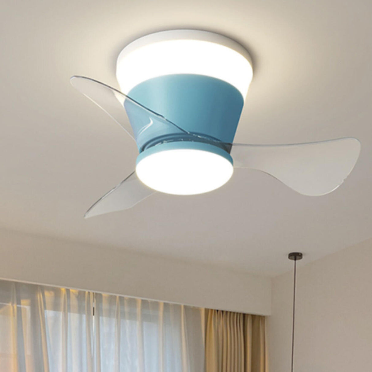 Simple Geometric Cone Clear Blade LED Ceiling Fan Light Image - 3