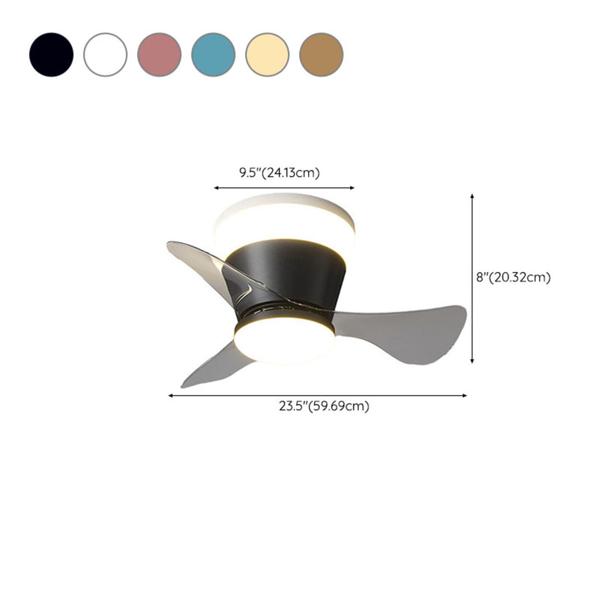 Simple Geometric Cone Clear Blade LED Ceiling Fan Light Image - 33