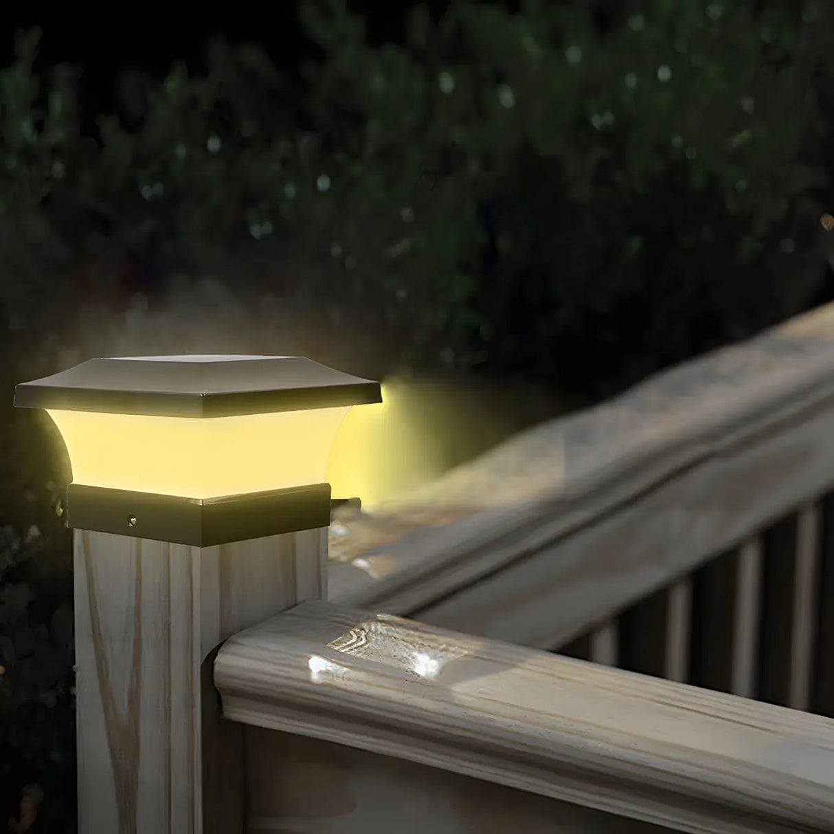 Simple Geometric Metal Outdoor Pillar Table Lamp Black Image - 3