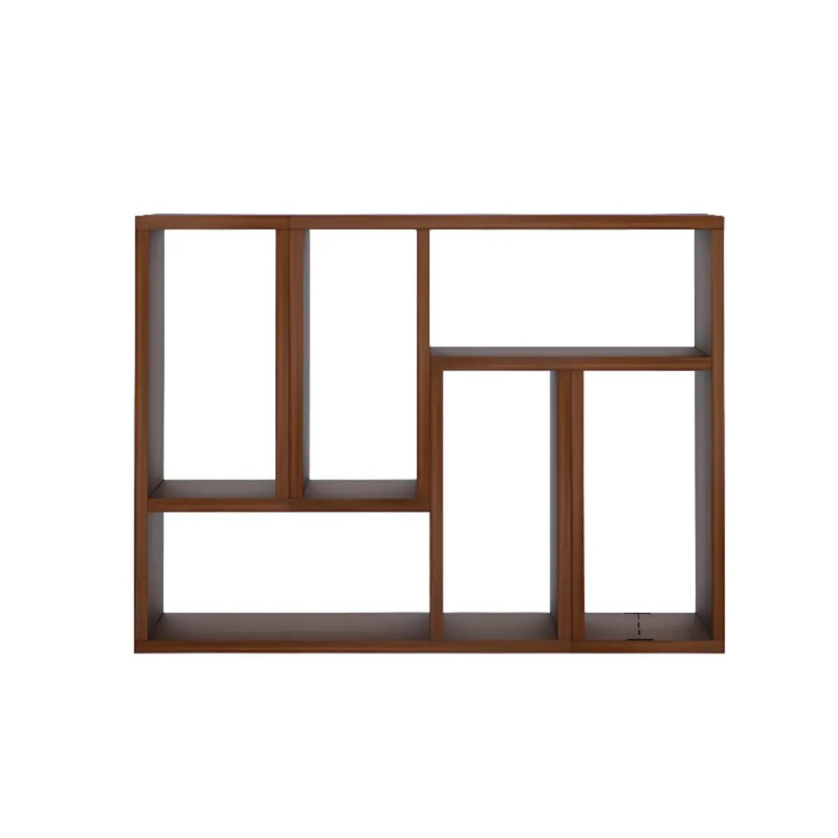 Simple Geometric Natural Wooden Open Wide Bookshelf Image - 3