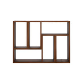 Simple Geometric Natural Wooden Open Wide Bookshelf Image - 3
