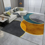 Simple Geometric Pattern Polyester Gray Area Rug Image - 14
